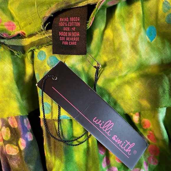 NWT Willi Smith Green Hippie Tie Dye Festival Skirt Sz 12 - Picture 8 of 8